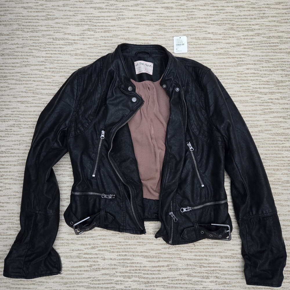 Free People Faux Leather Jacket in size M